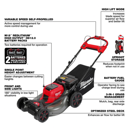 Milwaukee 2823-22HD M18 FUEL Self-Propelled Dual Battery Mower Kit image 3