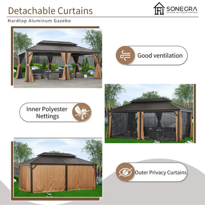 Sunmthink 12×20 ft Hardtop Gazebo with Double Roof image 5
