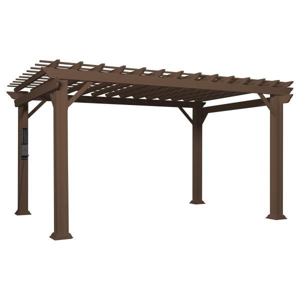 14×12 Ashford Traditional Steel Pergola With Sail Shade Soft Canopy image 1