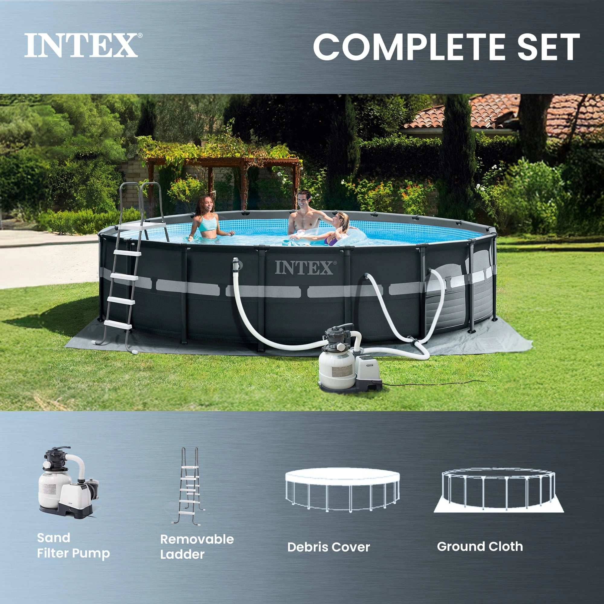 INTEX Ultra XTR 18ft x 52in Round Above Ground Pool Set, Sand Filter Pump image 4
