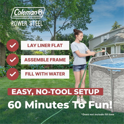 Coleman Power Steel 16′ x 10′ x 42″ Oval Above Ground Pool Set image 3