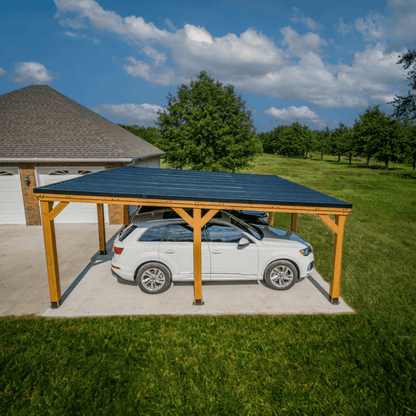 Backyard Discovery Kingsport 20′ x 20′ Cedar Wood Carport with Steel Roof image 2
