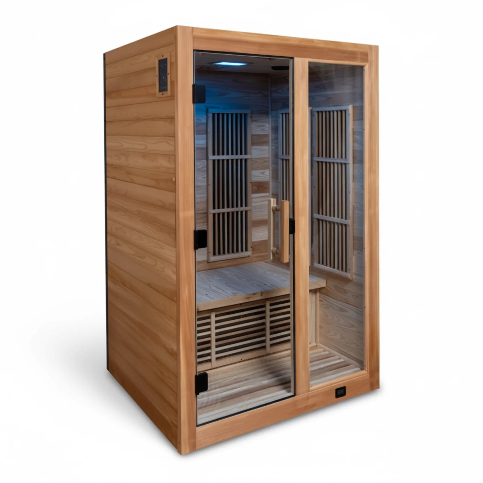 Rylan 2-Person Cedar Wood Indoor Infrared Sauna with Red Light Therapy and Chromotherapy image 0
