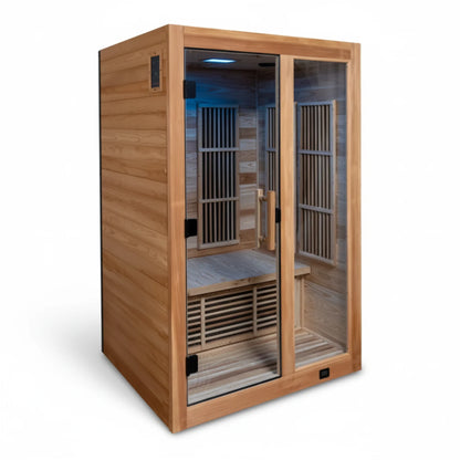 Rylan 2-Person Cedar Wood Indoor Infrared Sauna with Red Light Therapy and Chromotherapy image 0