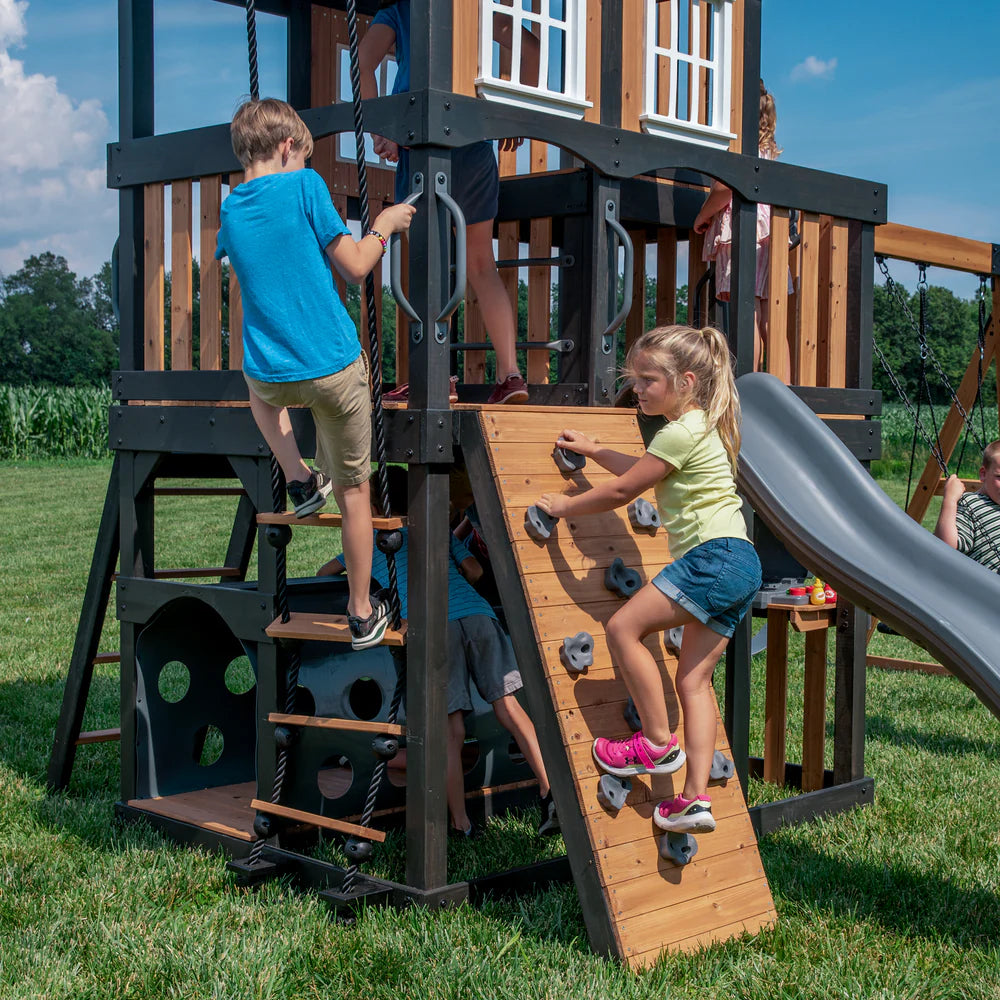 Backyard Discovery Mystic Tower Multi-Level Cedar Swing Set with Hidden Climbing Tower image 12