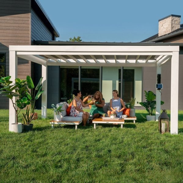 14×10 Windham Modern Steel Pergola With Sail Shade Soft Canopy image 0