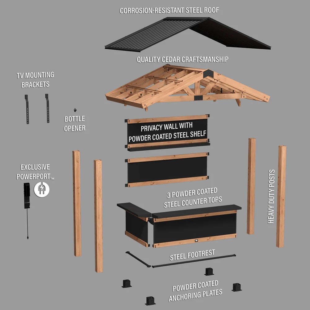 Backyard Discovery 9X6 Palisade Cedar & Steel Outdoor Bar image 12