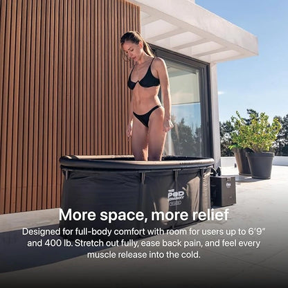 The Pod Company Long Pod Cold Plunge – 126-Gallon Extra-Large Inflatable Ice Bath Tub for Cold Water Therapy – Full-Body Stretch Design, Insulated & Water Chiller Compatible image 3