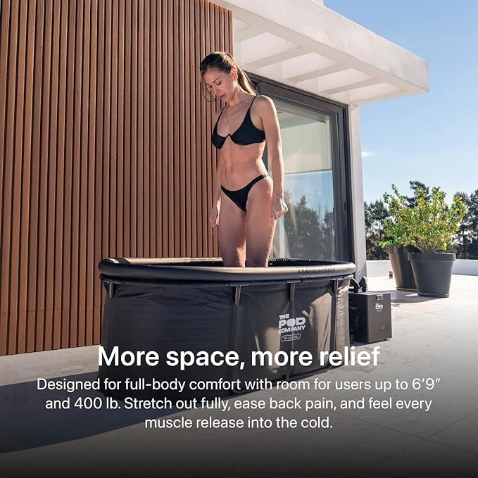The Pod Company Long Pod Cold Plunge – 126-Gallon Extra-Large Inflatable Ice Bath Tub for Cold Water Therapy – Full-Body Stretch Design, Insulated & Water Chiller Compatible image 3