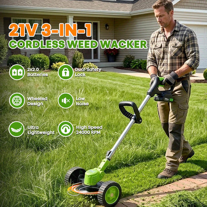 IToolMax 3 In 1 Cordless Grass Trimmer, Weed Eater and Edger image 7