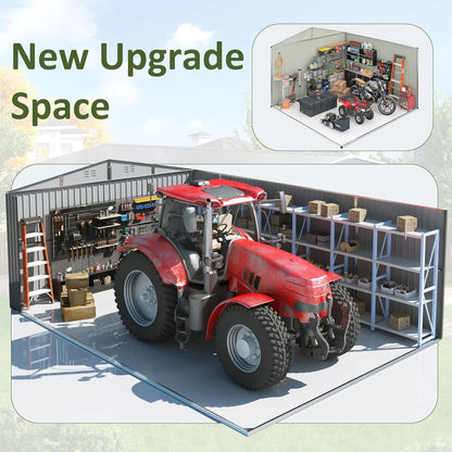 12 ft. W x 18 ft. D Large Outdoor Metal Shed, All-Steel Construction with Windows and Lockable Doors image 3