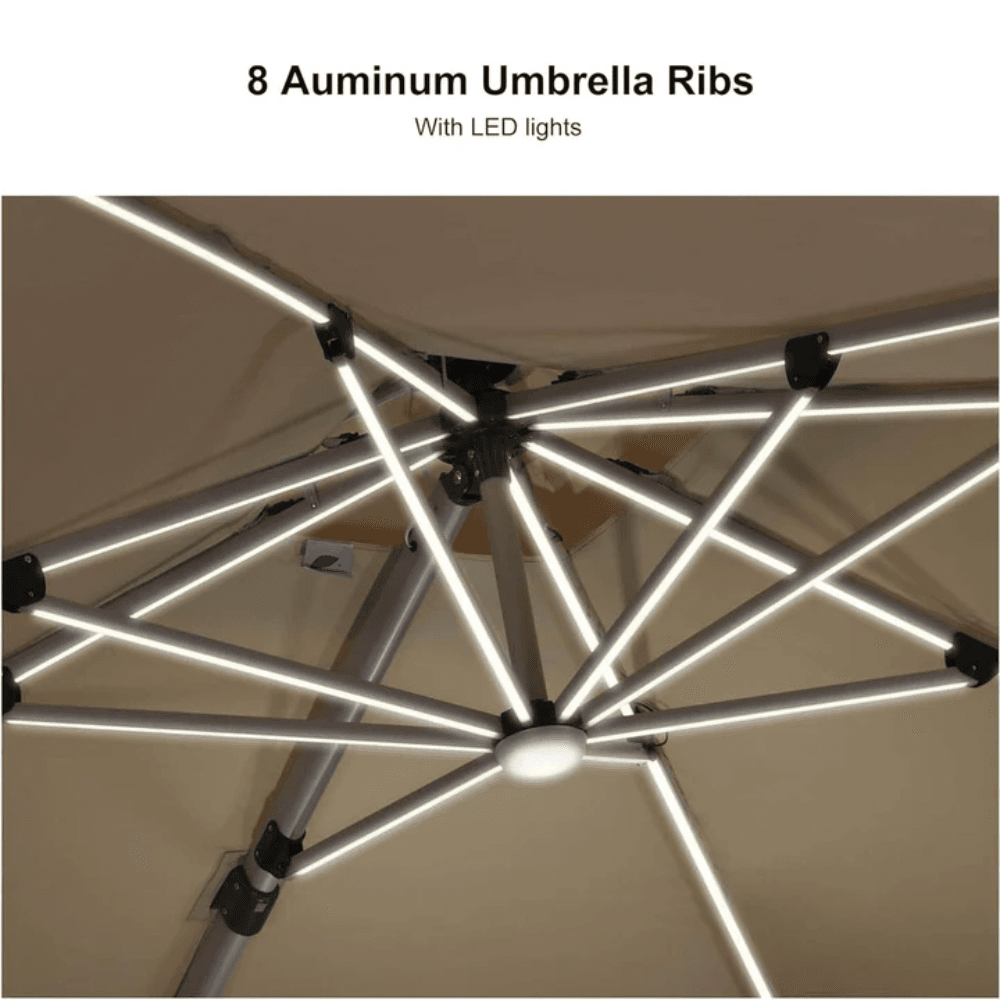 PURPLE LEAF Double Top Deluxe Solar Powered LED Square Patio Umbrella image 3