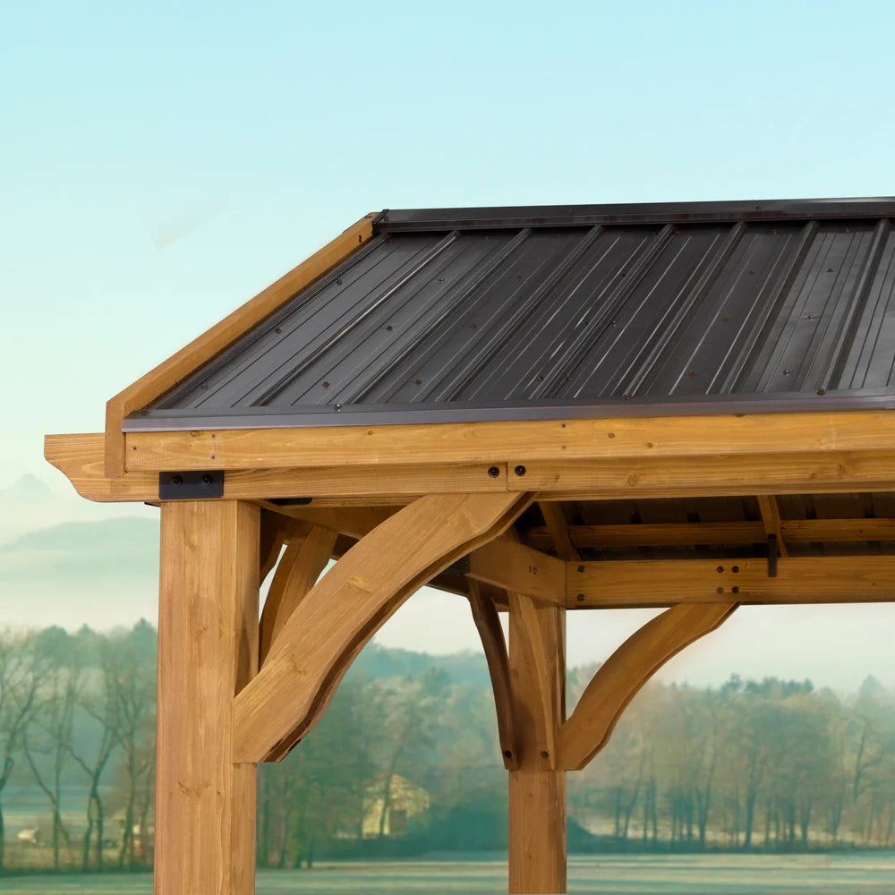 Backyard Discovery Arlington 12×12 Gazebo with Electric – Lt Brown image 7