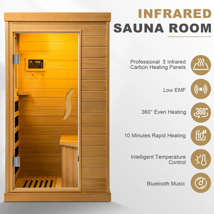 HomeMiYN Far Infrared Wood Sauna Box ,traditional Sauna Room Indoor Home Spa Low-emf Dry Saunas Single Person Spa Canada Hemlock,nature image 8