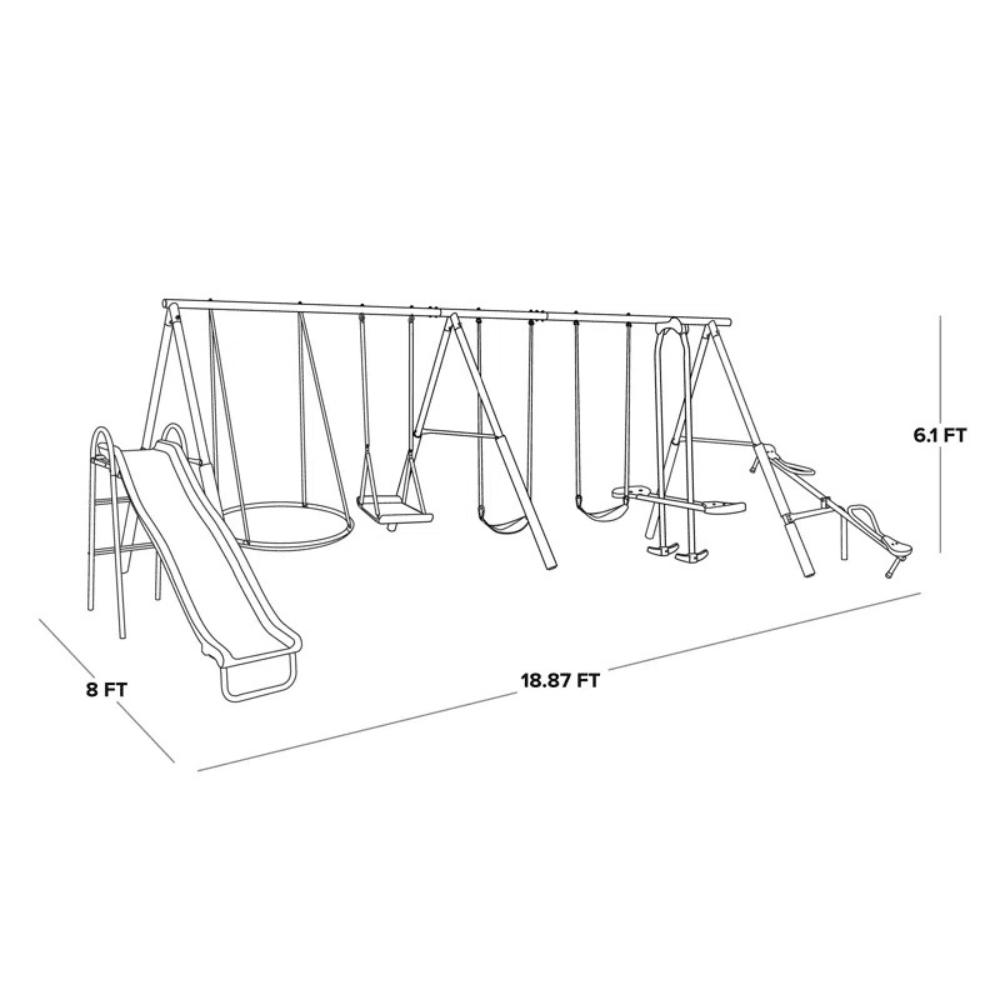 Sportspower Super 10 Metal Swing Set with Lifetime Warranty on Blow Molded Slide image 1