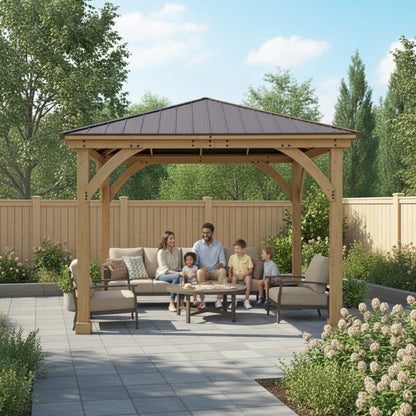 Yardistry Meridian 12×12 Cedar Gazebo with Aluminum Roof image 2
