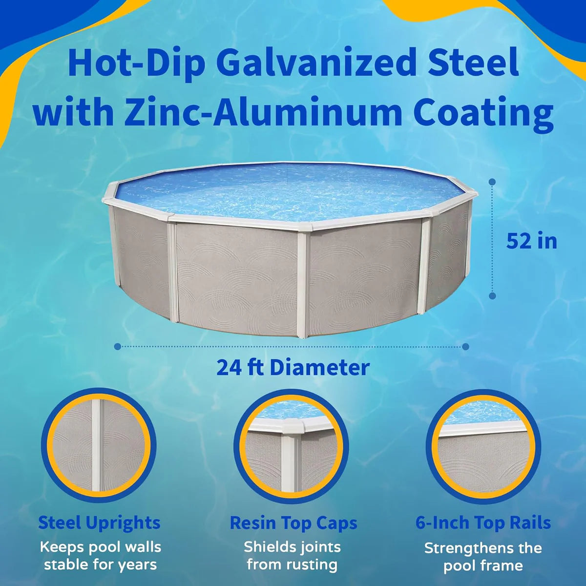 Blue wave 24′ x 52″ Round Belize Above Ground Swimming Pool image 2