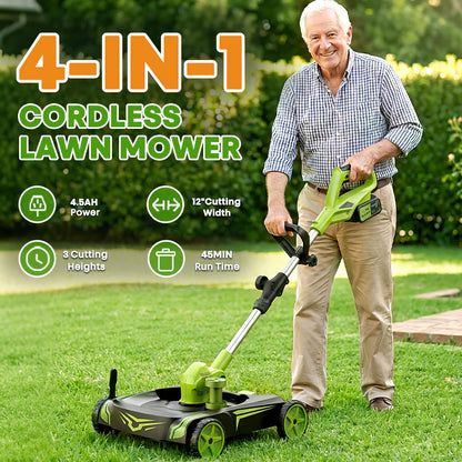 IToolMax 12-Inch Electric Weed Wacker & Eater with Detachable 4-Wheel Base image 1