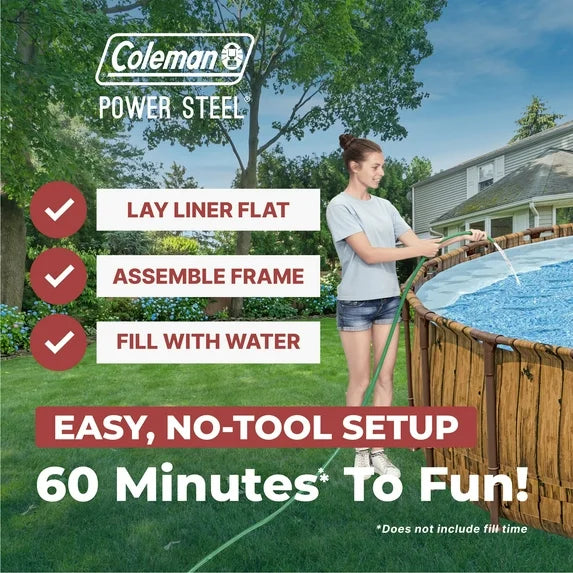 Coleman Power Steel 22 ft. x 52 in. Round Metal Frame Above Ground Pool Set image 1