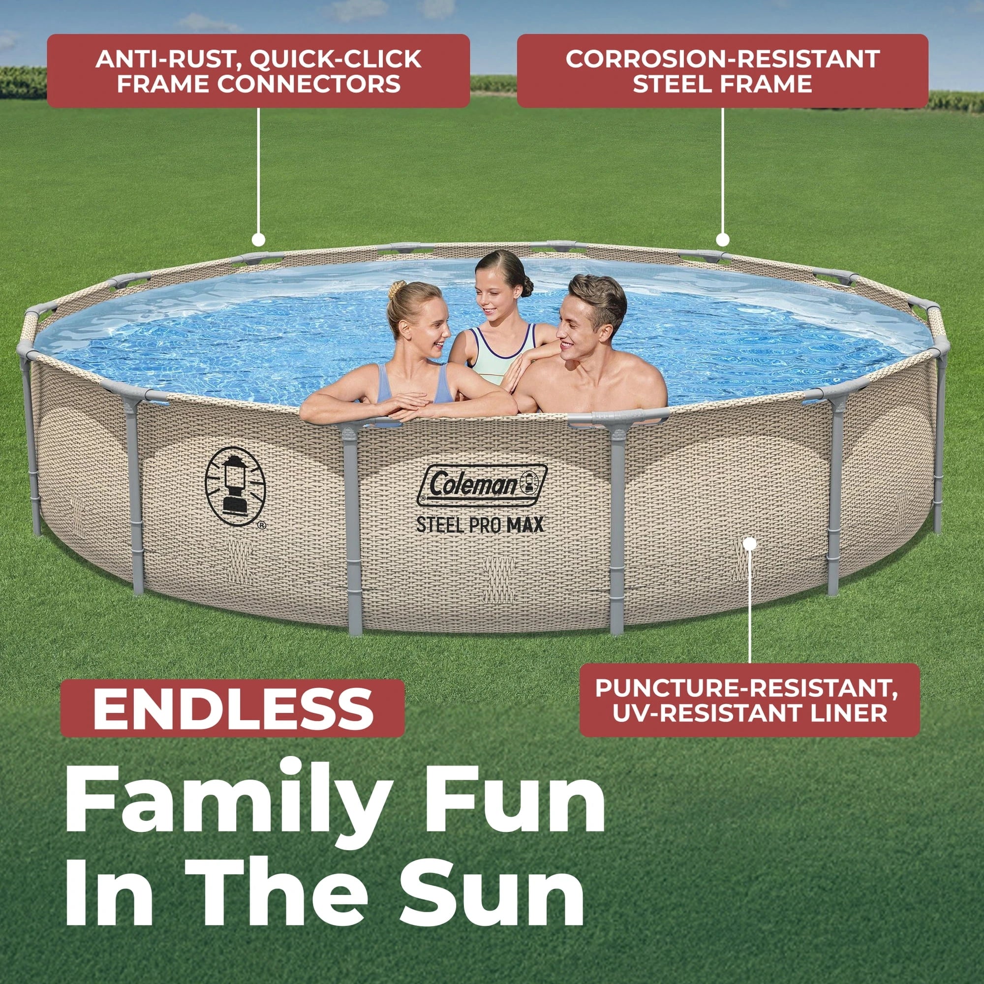 Coleman Steel Pro Max 14′ x 33″ Round Metal Frame Above Ground Pool Set image 7
