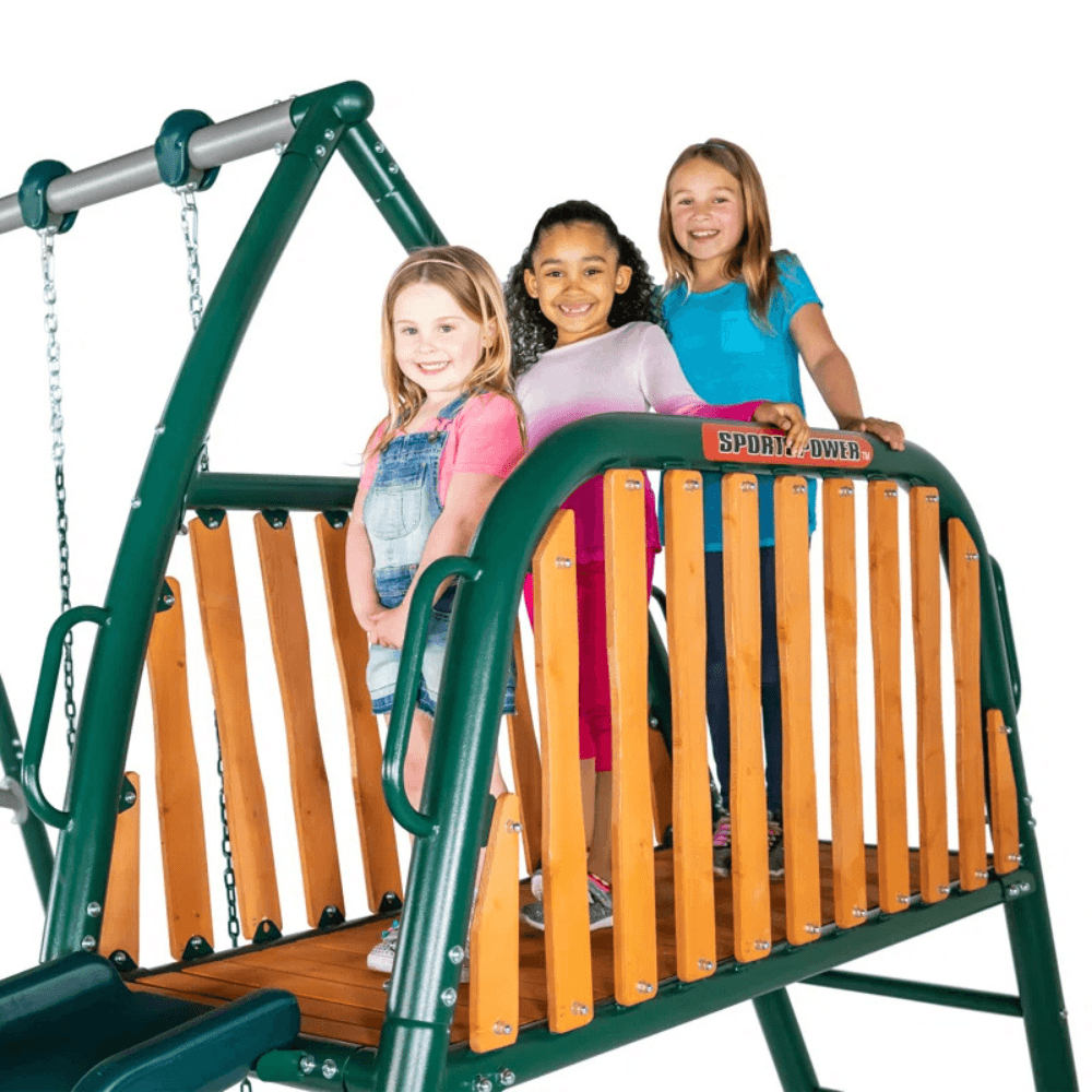 Sportspower Alta Oaks 10′ Heavy Duty Swing Set with Lifetime Warranty on 6′ Double Wall Slide image 2