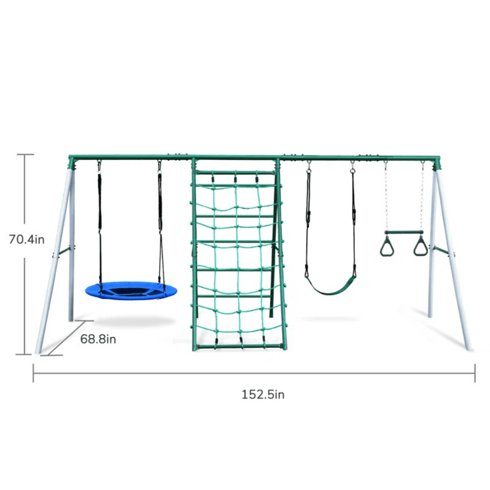 Swing Sets with Saucer Swing,Belt Swing,Trapeze Bar,Climbing Rope,Climbing Ladder image 0