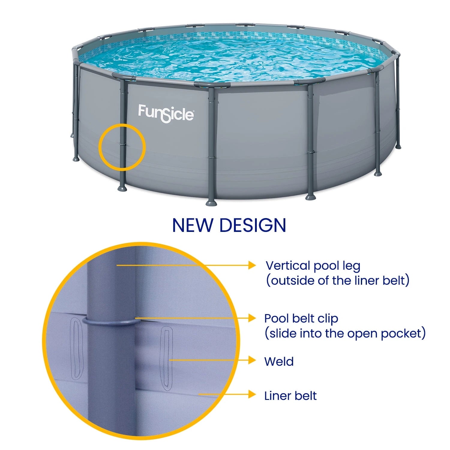 Funsicle Oasis Above Ground Metal Frame Swimming Pool Set – with FB1200S AutoSkimmer Pump, Ladder, Cover, Cloth & Deluxe Maint. Kit, 14′ x 48″, Round, Gray image 1