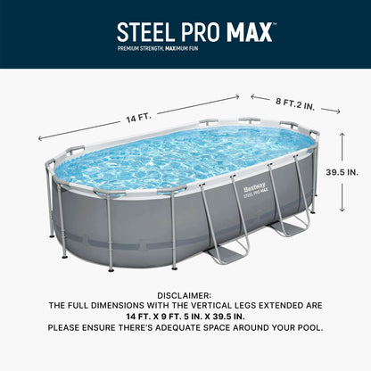 Bestway Steel Pro MAX 14 ft x 8 ft 2 in x 39.5 In, Oval Above Ground Pool Set, Outdoor Frame Swimming Pool image 1