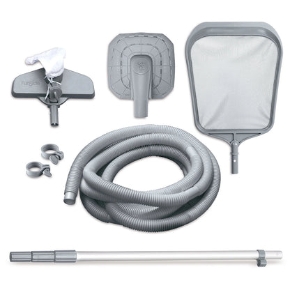 Funsicle Oasis Above Ground Metal Frame Swimming Pool Set – with FB1200S AutoSkimmer Pump, Ladder, Cover, Cloth & Deluxe Maint. Kit, 14′ x 48″, Round, Gray image 6