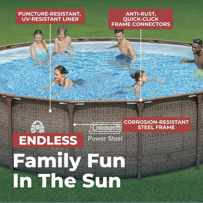 Coleman Power Steel 18 ft. x 48 in. Round Metal Frame Above Ground Pool Set image 7