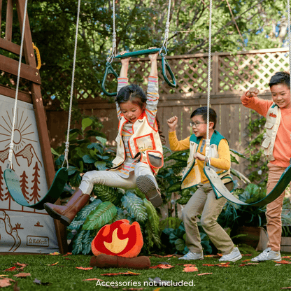 Ranger Retreat Wooden Swing Set/Playset with Tent, Tube Slide and 3-Swings image 8