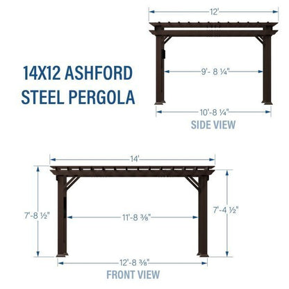 14×12 Ashford Traditional Steel Pergola With Sail Shade Soft Canopy image 2