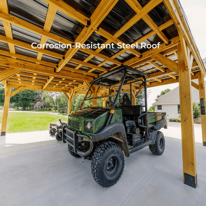 Backyard Discovery Kingsport 20′ x 20′ Cedar Wood Carport with Steel Roof image 7