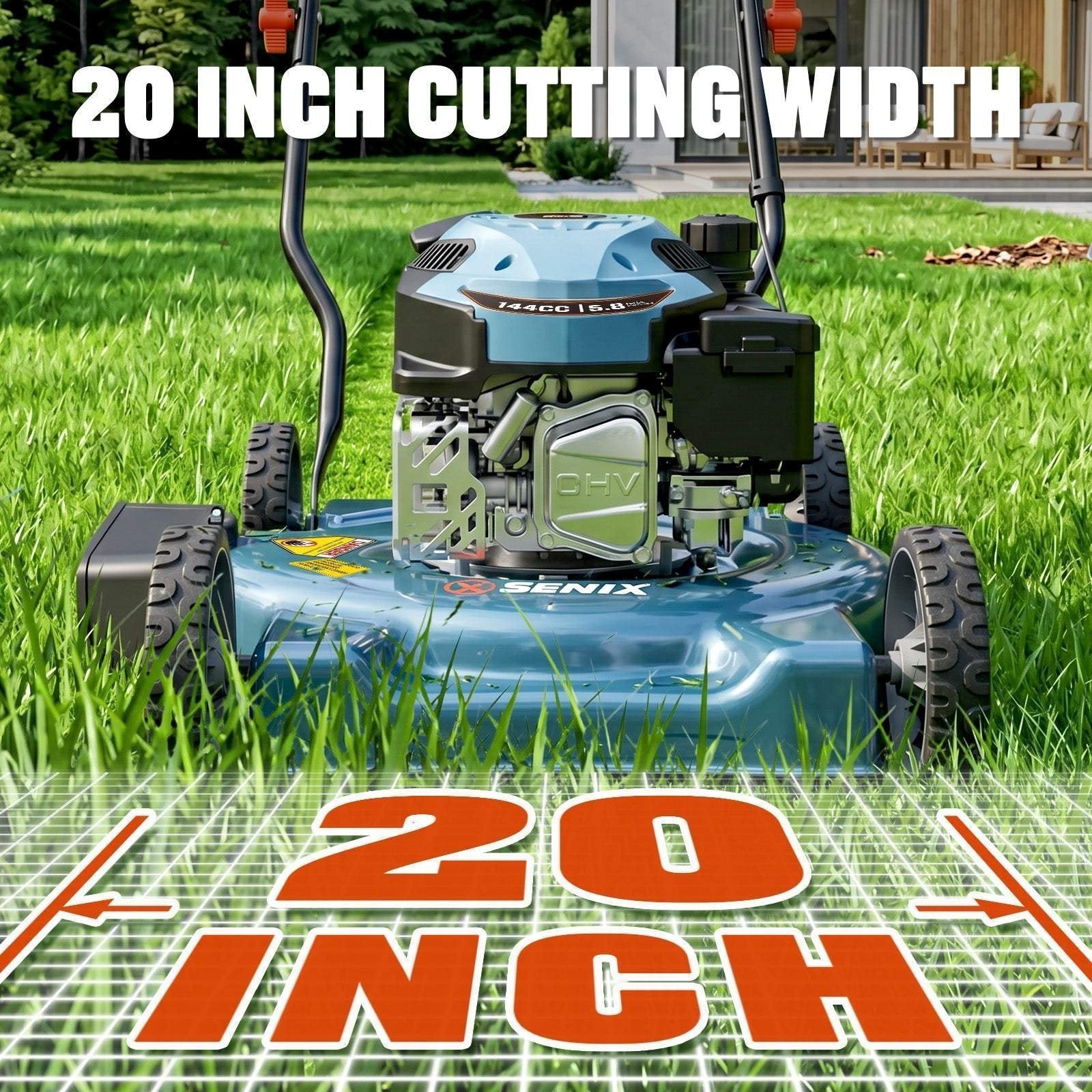 Senix 20″ 144cc 4-Cycle Gas Push Lawn Mower with Side Discharge LSPG-L4 image 2