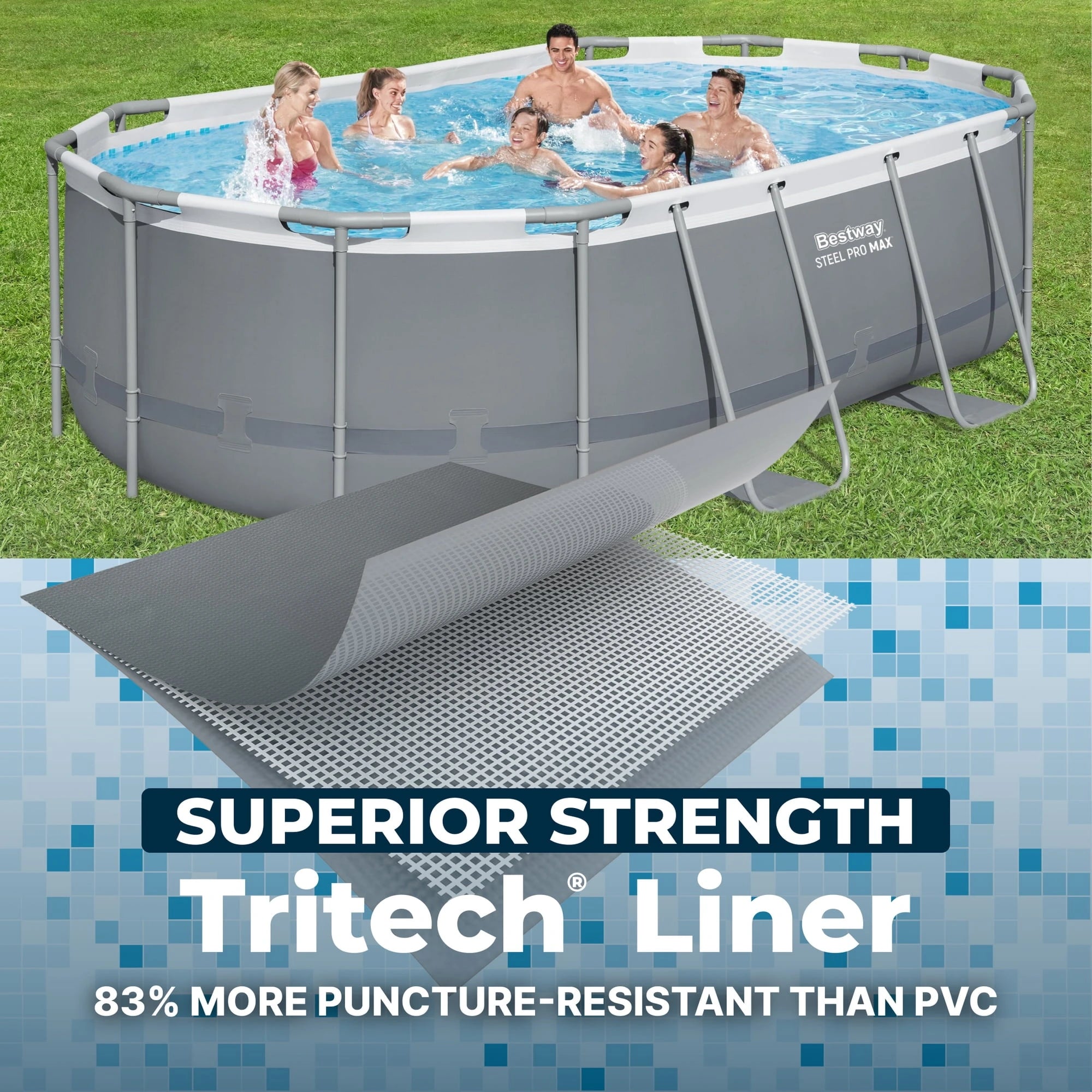 Bestway Steel Pro MAX 14 ft x 8 ft 2 in x 39.5 In, Oval Above Ground Pool Set, Outdoor Frame Swimming Pool image 4