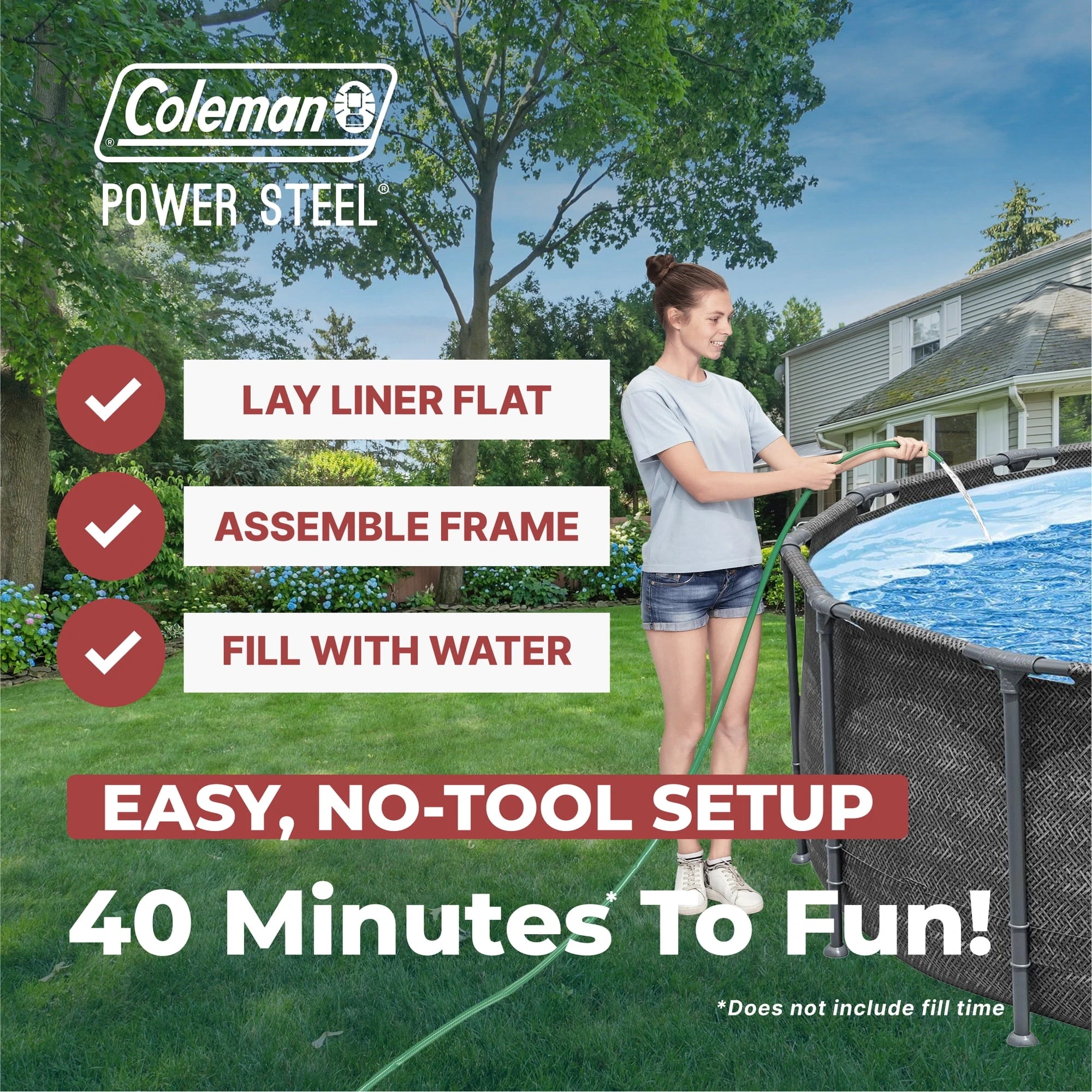 Coleman Power Steel 16 ft. x 42 in. Round Metal Frame Above Ground Pool Set image 2