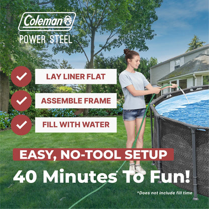 Coleman Power Steel 16 ft. x 42 in. Round Metal Frame Above Ground Pool Set image 2