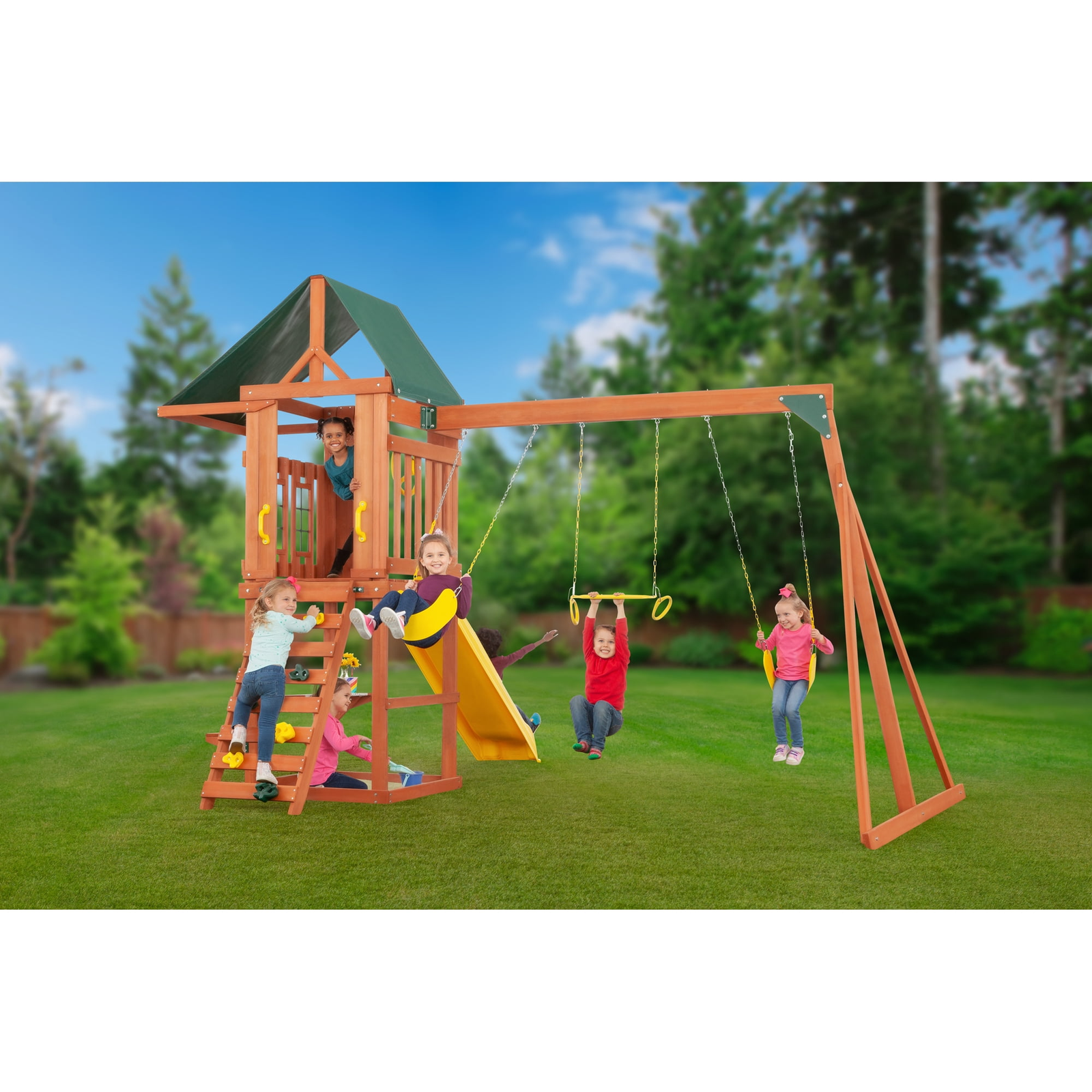 Creative Cedar Designs Cedar Cottage Wooden Swing Set image 1