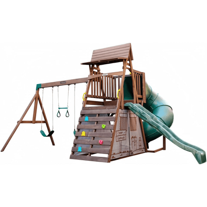 Ranger Retreat Wooden Swing Set/Playset with Tent, Tube Slide and 3-Swings image 9