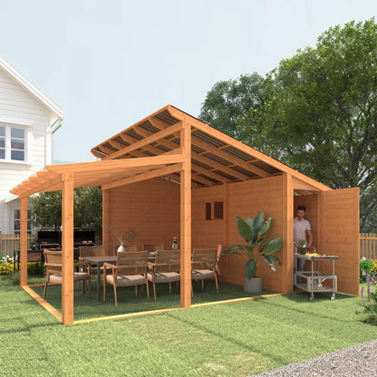 AECOJOY 20′ × 12.5′ Outdoor Wooden Gazebo with Storage Room image 1