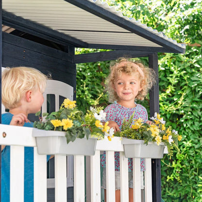 KidKraft Cozy Escape Navy Two-Story Wood Playhouse with Tube Slide and Clubhouse image 8