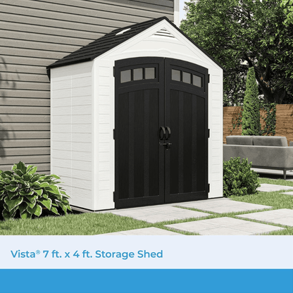 Suncast Vista 7 ft. x 4 ft. Resin Standard Modern Storage Shed with Floor Kit image 1