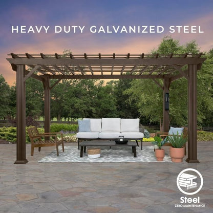 14×12 Ashford Traditional Steel Pergola With Sail Shade Soft Canopy image 7