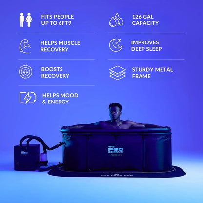 The Pod Company Long Pod Cold Plunge – 126-Gallon Extra-Large Inflatable Ice Bath Tub for Cold Water Therapy – Full-Body Stretch Design, Insulated & Water Chiller Compatible image 6