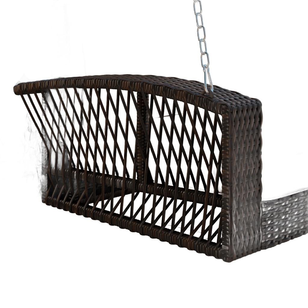 69″ Brown Woven Rattan Outdoor Swing Chair with Beige Cushions image 6