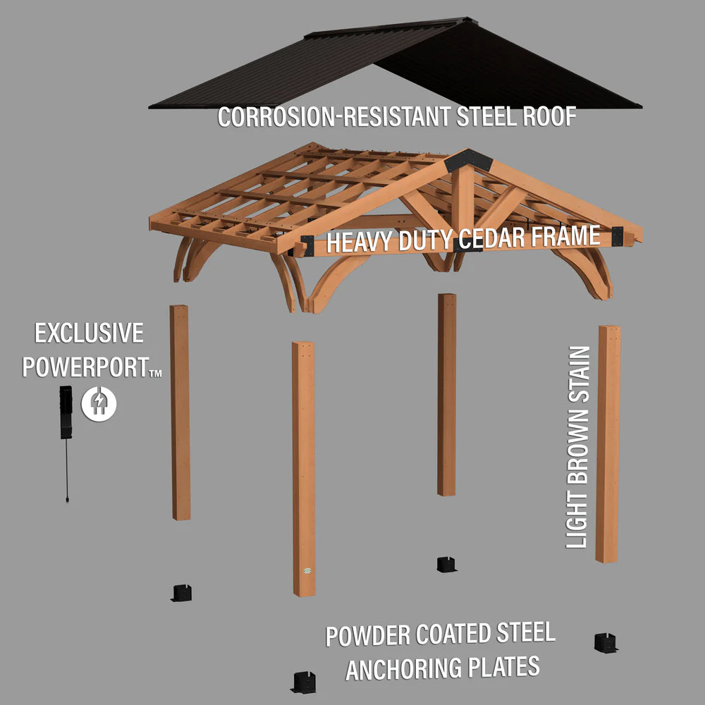 Backyard Discovery Arlington 12×12 Gazebo with Electric – Lt Brown image 10