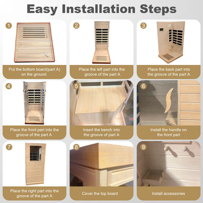 HomeMiYN Far Infrared Wood Sauna Box ,traditional Sauna Room Indoor Home Spa Low-emf Dry Saunas Single Person Spa Canada Hemlock,nature image 10
