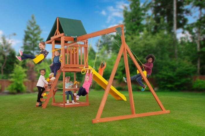 Creative Cedar Designs Cedar Cottage Wooden Swing Set image 4