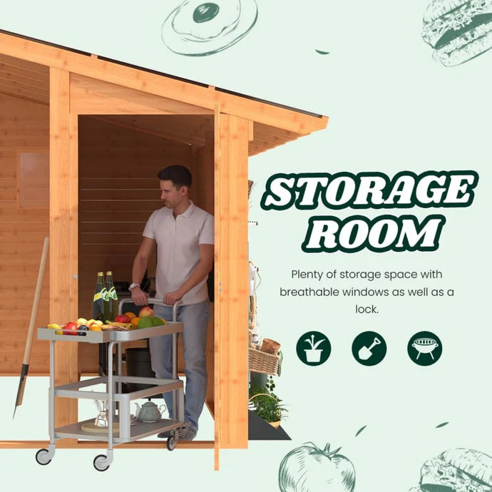 AECOJOY 20′ × 12.5′ Outdoor Wooden Gazebo with Storage Room image 4