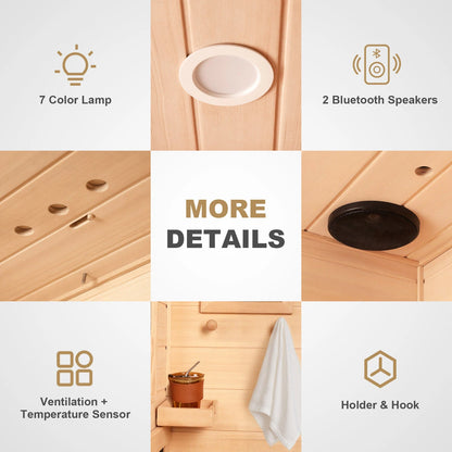 HomeMiYN Far Infrared Wood Sauna Box ,traditional Sauna Room Indoor Home Spa Low-emf Dry Saunas Single Person Spa Canada Hemlock,nature image 7